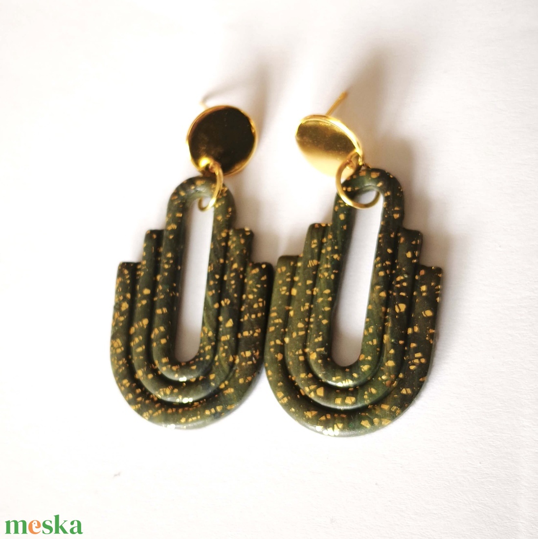 Aranymoha Ív fülbevaló - ékszer - fülbevaló - lógó fülbevaló - Meska.hu