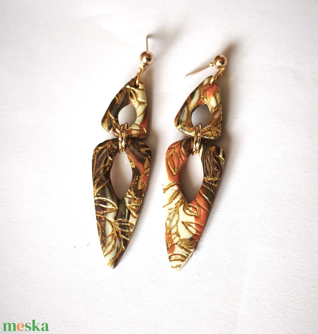 Aranylevél Harmónia fülbevaló - ékszer - fülbevaló - lógó fülbevaló - Meska.hu