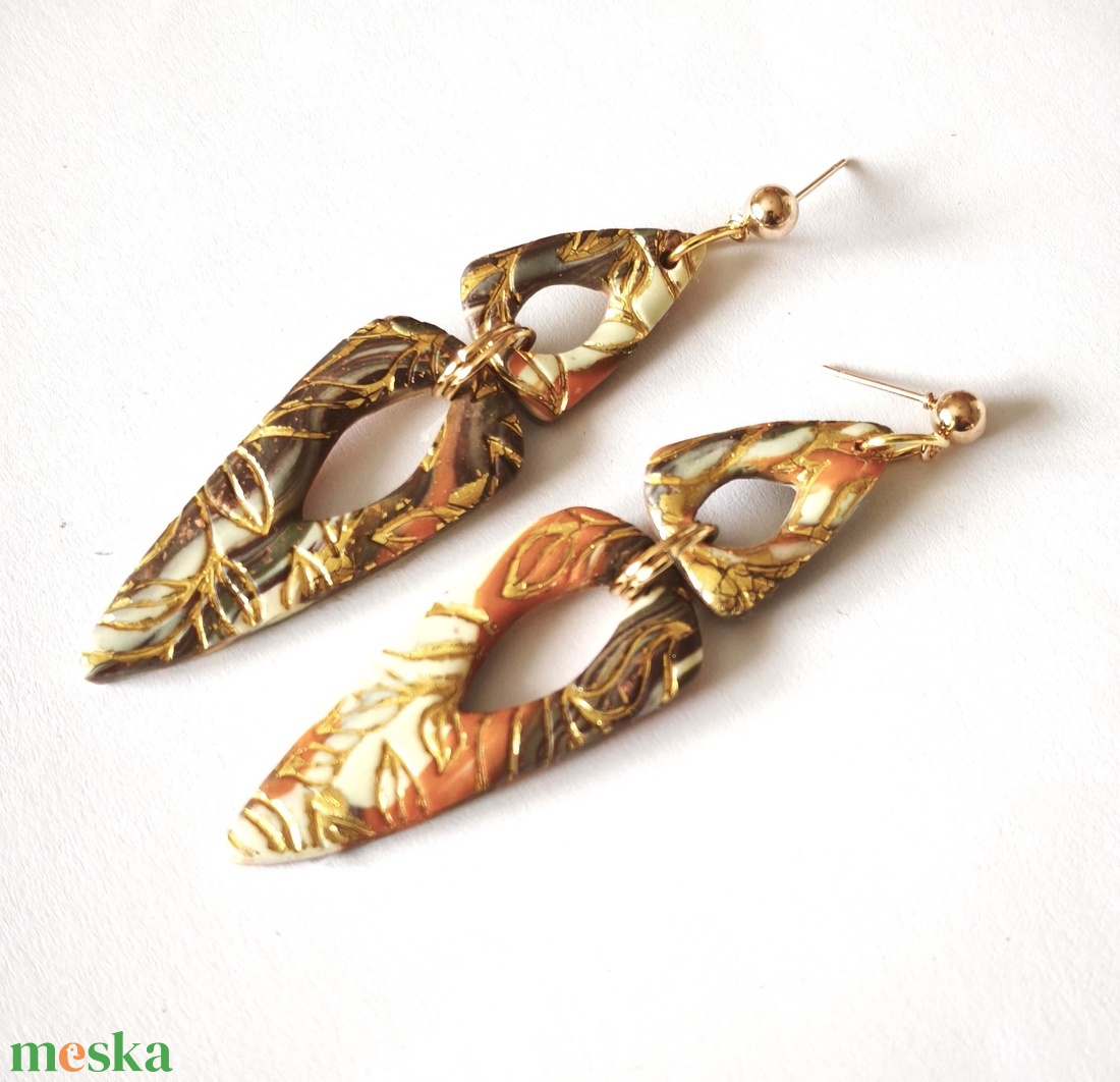 Aranylevél Harmónia fülbevaló - ékszer - fülbevaló - lógó fülbevaló - Meska.hu