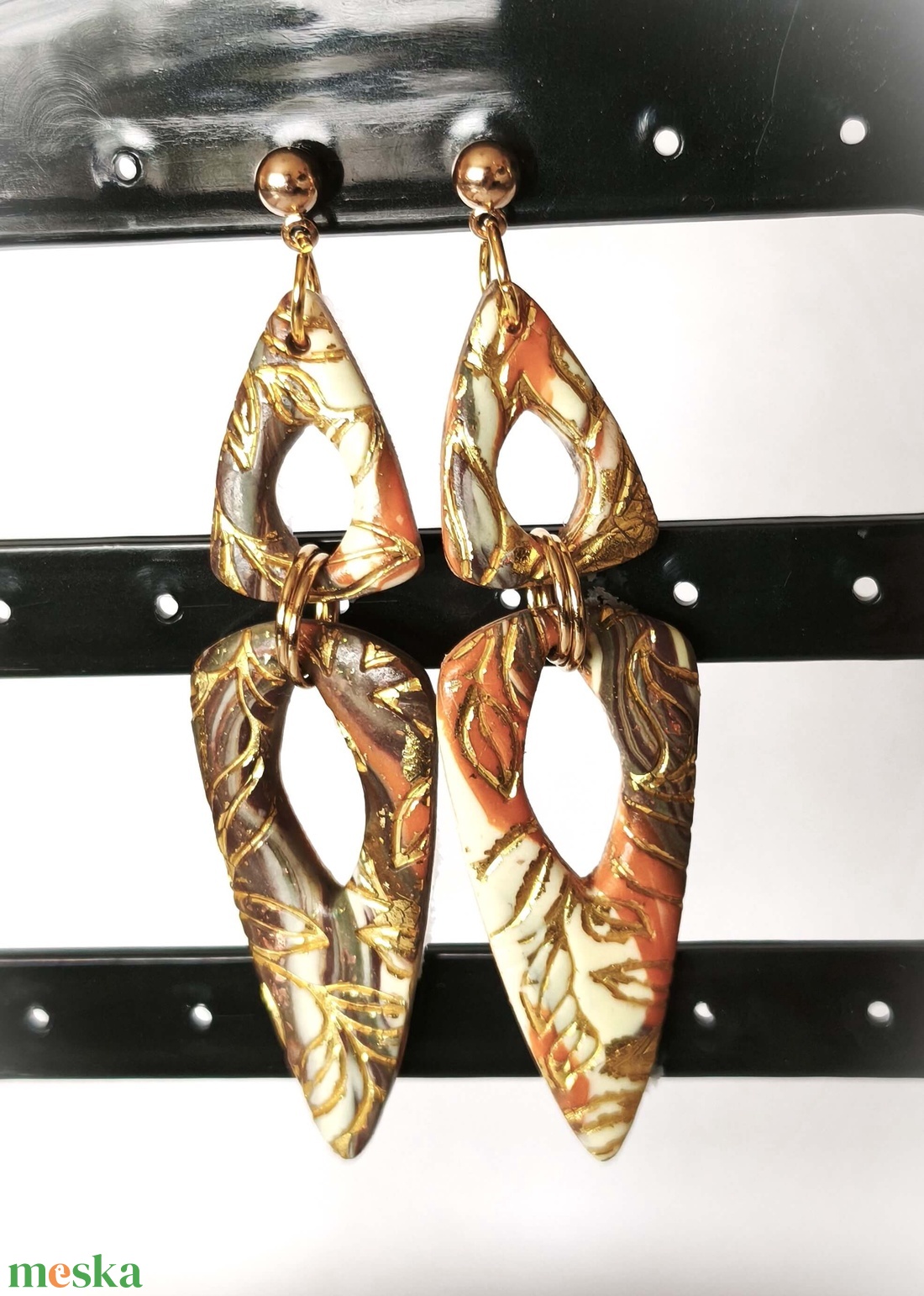 Aranylevél Harmónia fülbevaló - ékszer - fülbevaló - lógó fülbevaló - Meska.hu