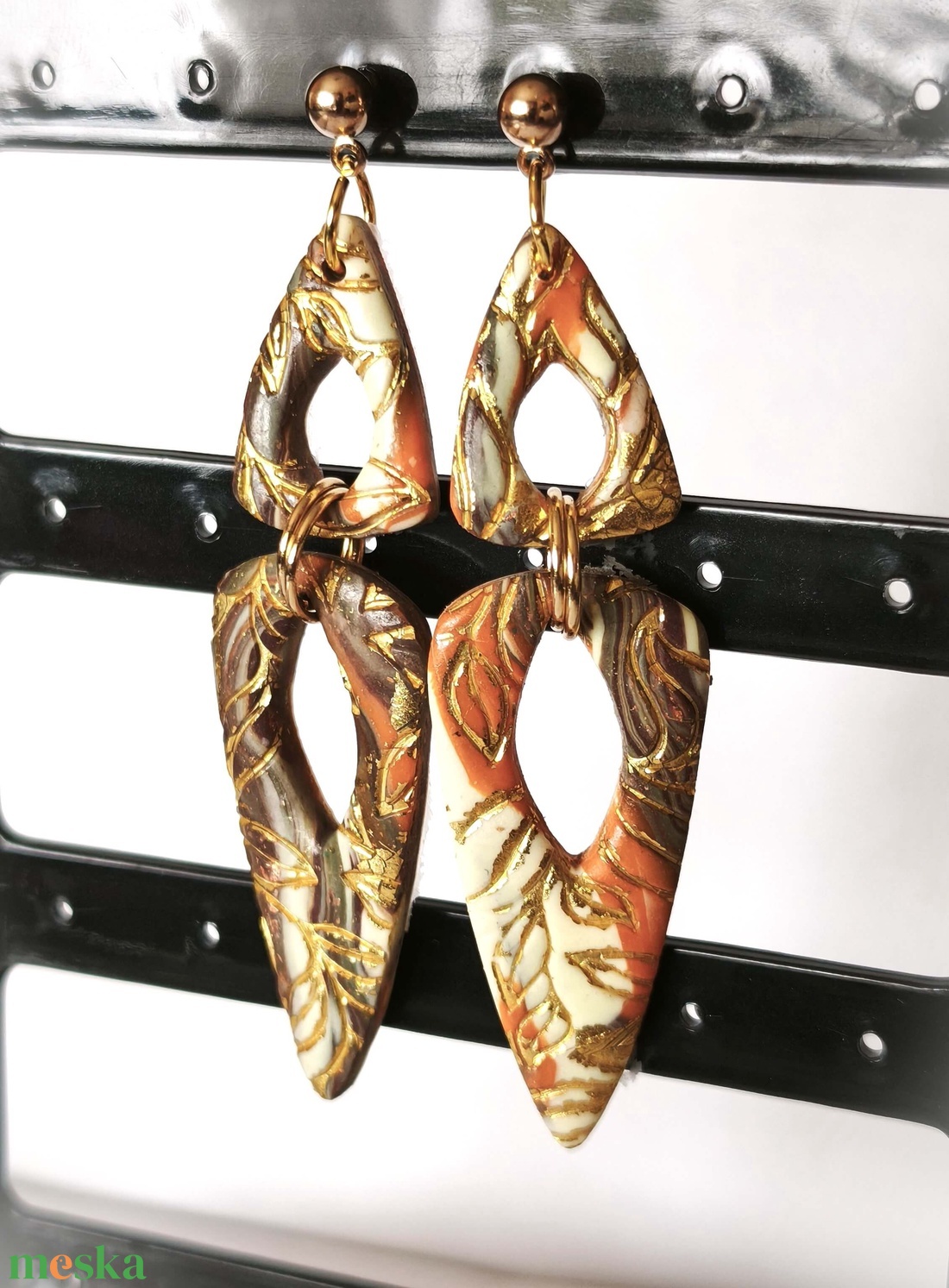 Aranylevél Harmónia fülbevaló - ékszer - fülbevaló - lógó fülbevaló - Meska.hu