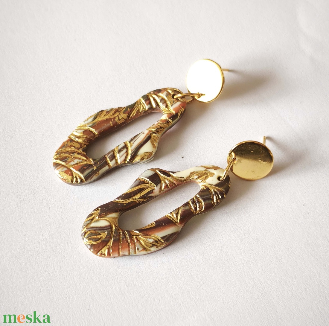 Aranyló Lombfény fülbevaló - ékszer - fülbevaló - lógó fülbevaló - Meska.hu