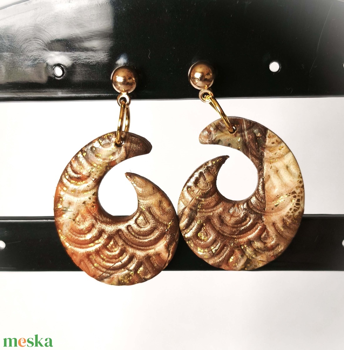 Aranyhullám Sugallat fülbevaló - ékszer - fülbevaló - lógó fülbevaló - Meska.hu