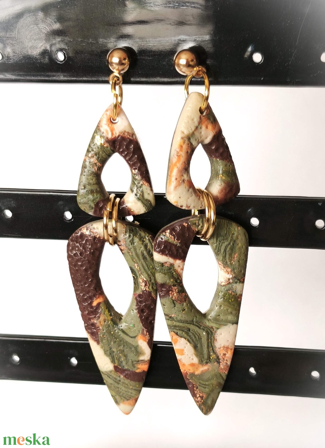 Mohaarany Elegancia fülbevaló - ékszer - fülbevaló - lógó fülbevaló - Meska.hu