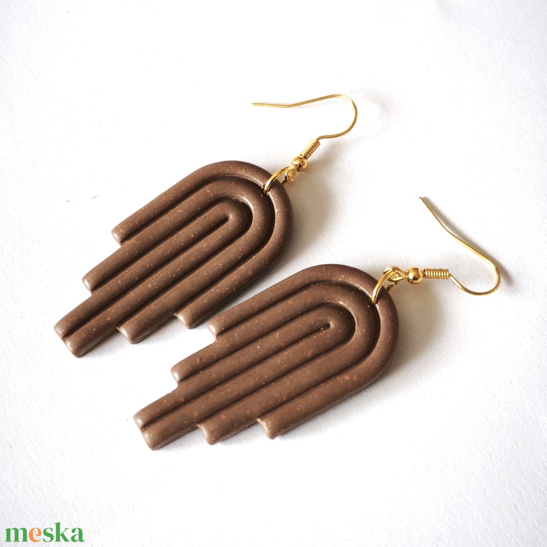 Cappuccino Ív fülbevaló - ékszer - fülbevaló - lógó fülbevaló - Meska.hu