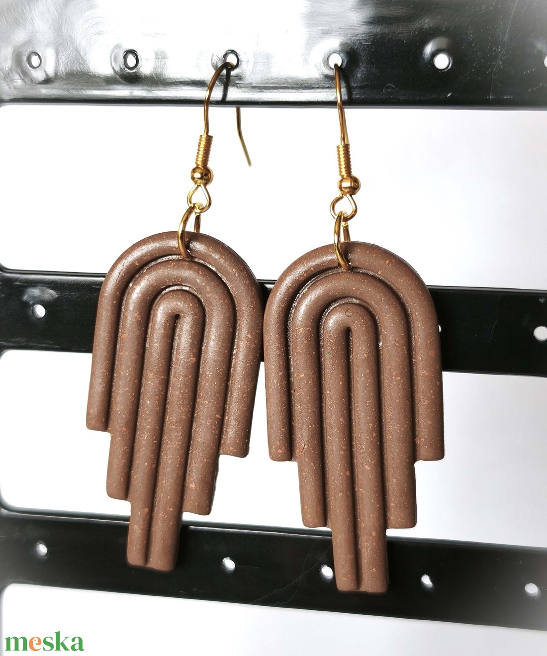 Cappuccino Ív fülbevaló - ékszer - fülbevaló - lógó fülbevaló - Meska.hu