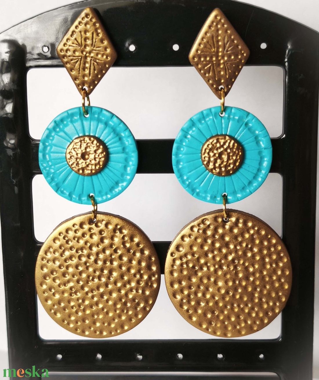 Türkiz Aranyfény fülbevaló - ékszer - fülbevaló - lógó fülbevaló - Meska.hu