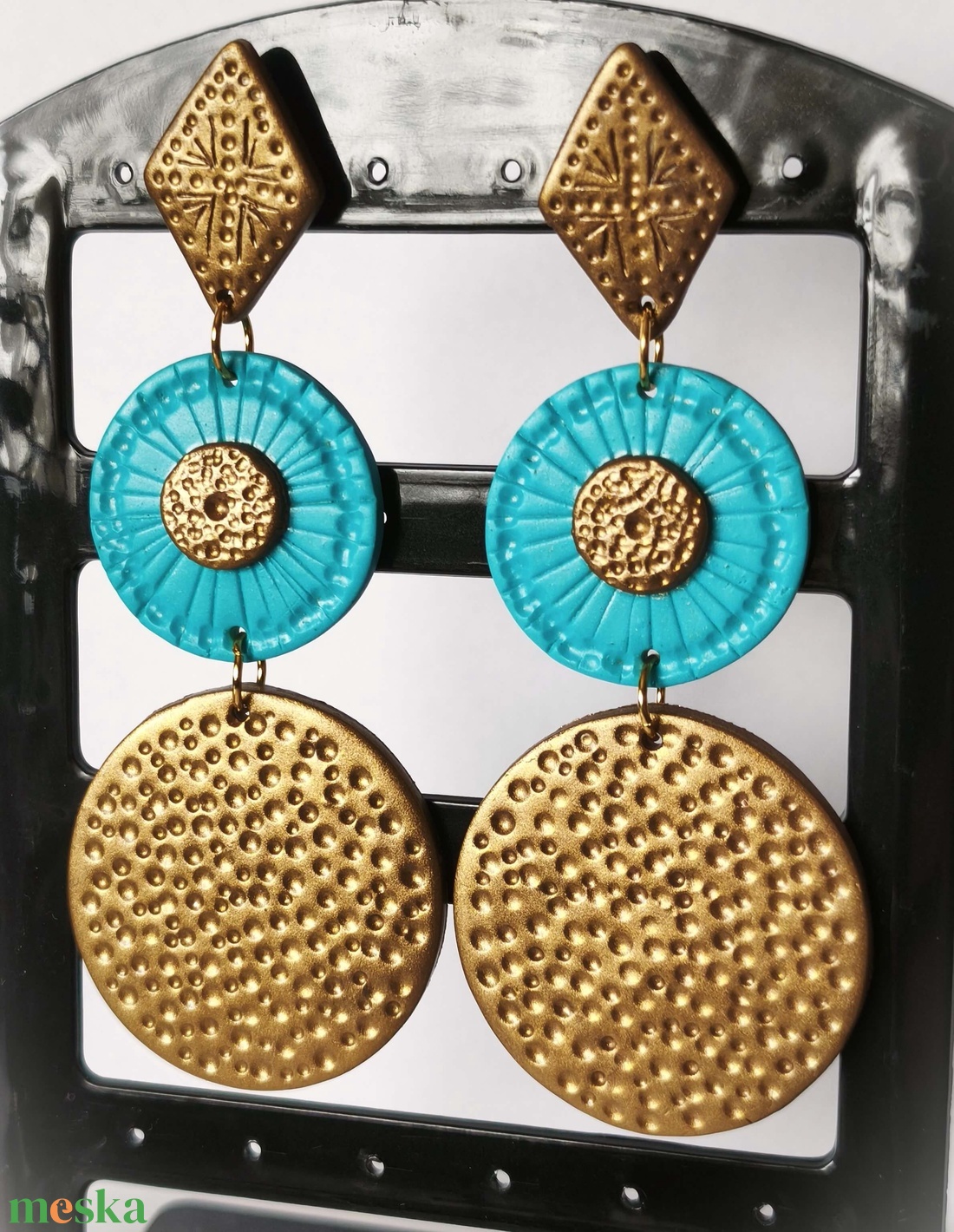 Türkiz Aranyfény fülbevaló - ékszer - fülbevaló - lógó fülbevaló - Meska.hu