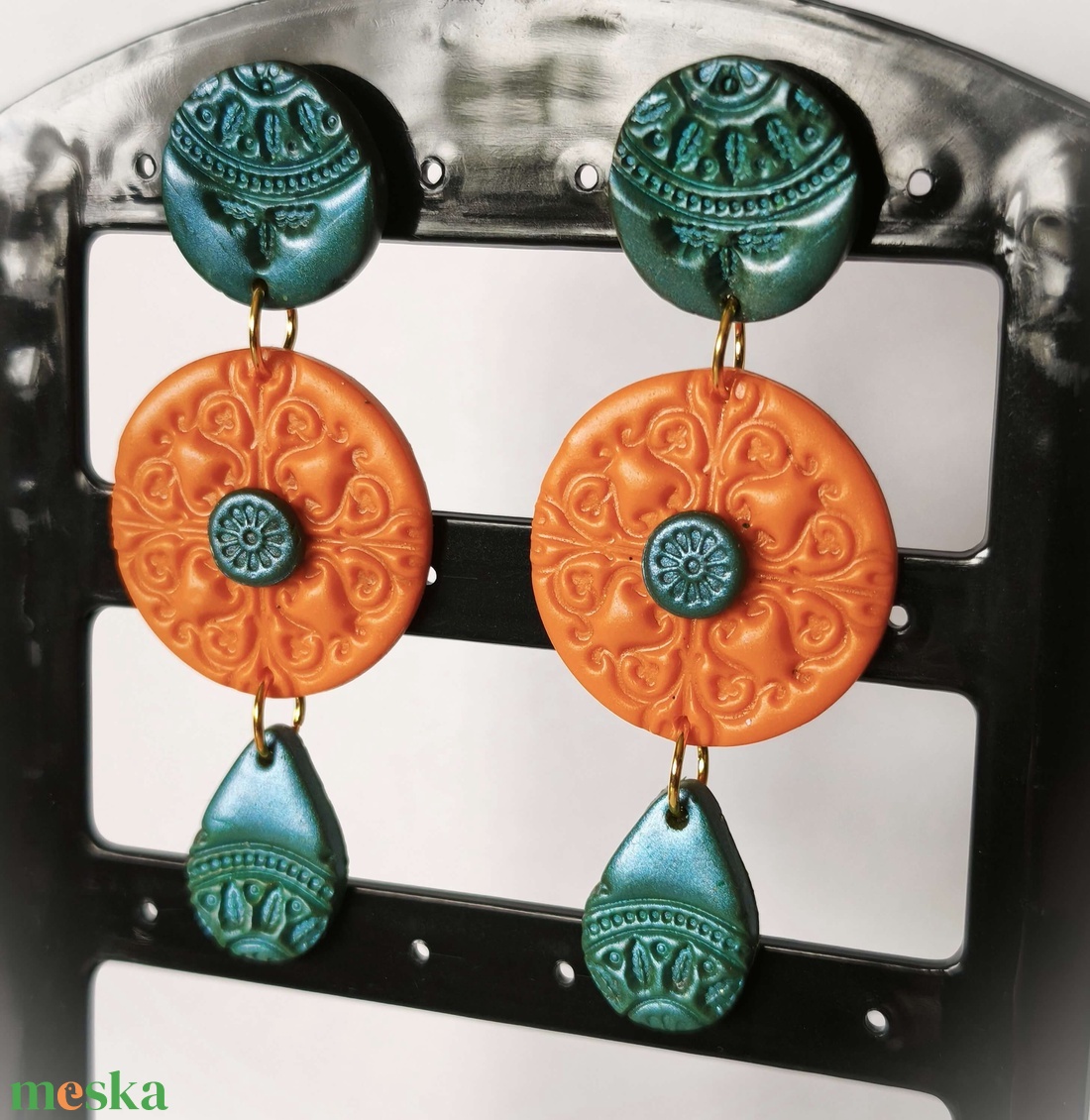 Narancs Liget fülbevaló - ékszer - fülbevaló - lógó fülbevaló - Meska.hu