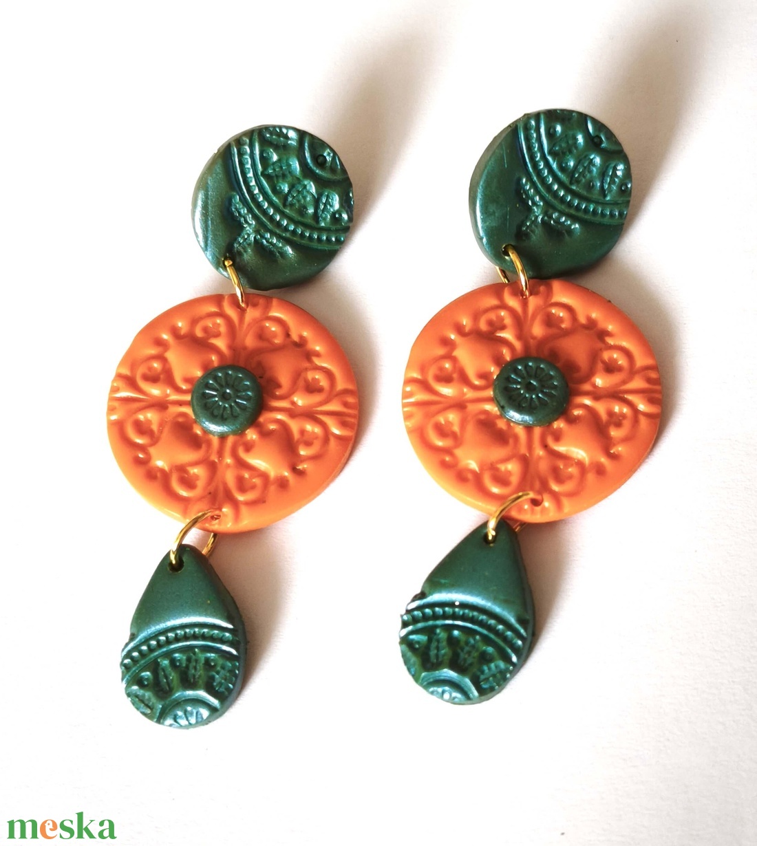 Narancs Liget fülbevaló - ékszer - fülbevaló - lógó fülbevaló - Meska.hu