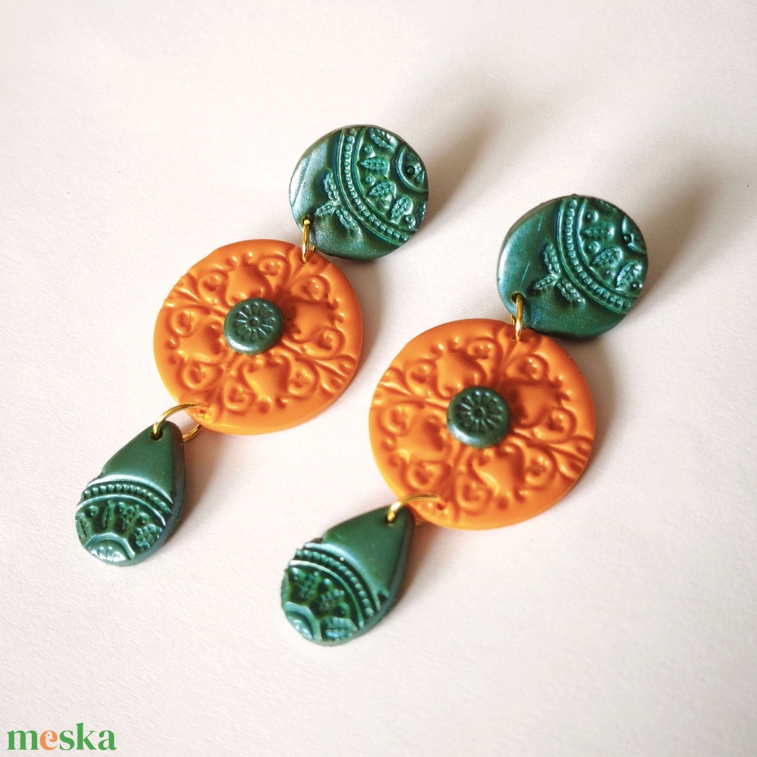 Narancs Liget fülbevaló - ékszer - fülbevaló - lógó fülbevaló - Meska.hu