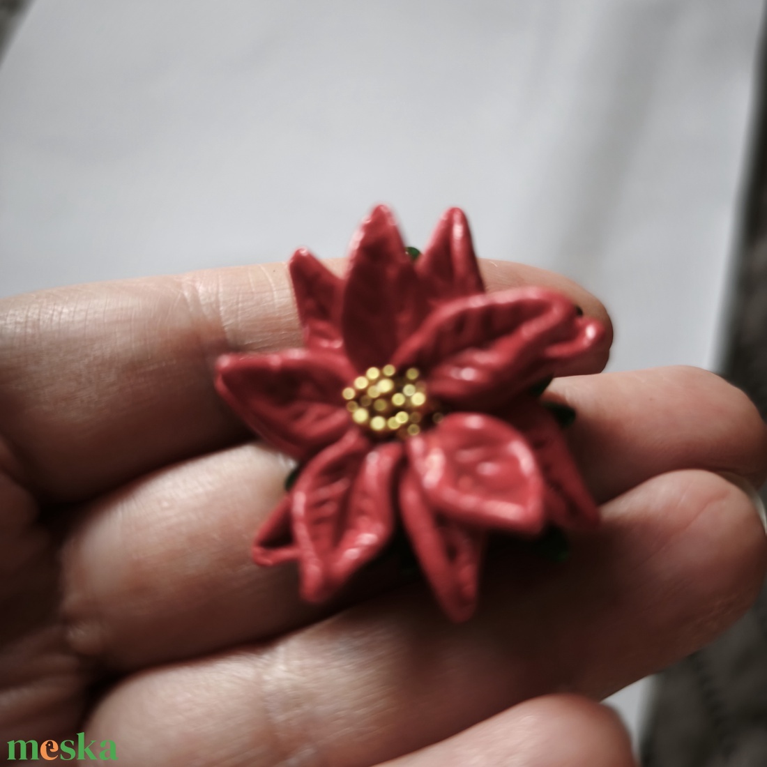 Mikulásvirág medál  - ékszer - nyaklánc - medál - Meska.hu