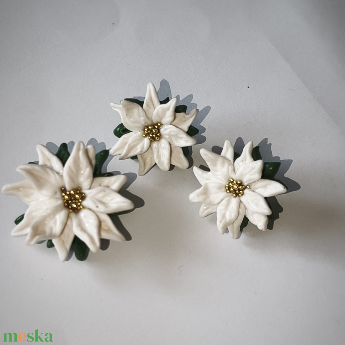 Mikulásvirág fülbevaló és medál  - ékszer - ékszerszett - Meska.hu