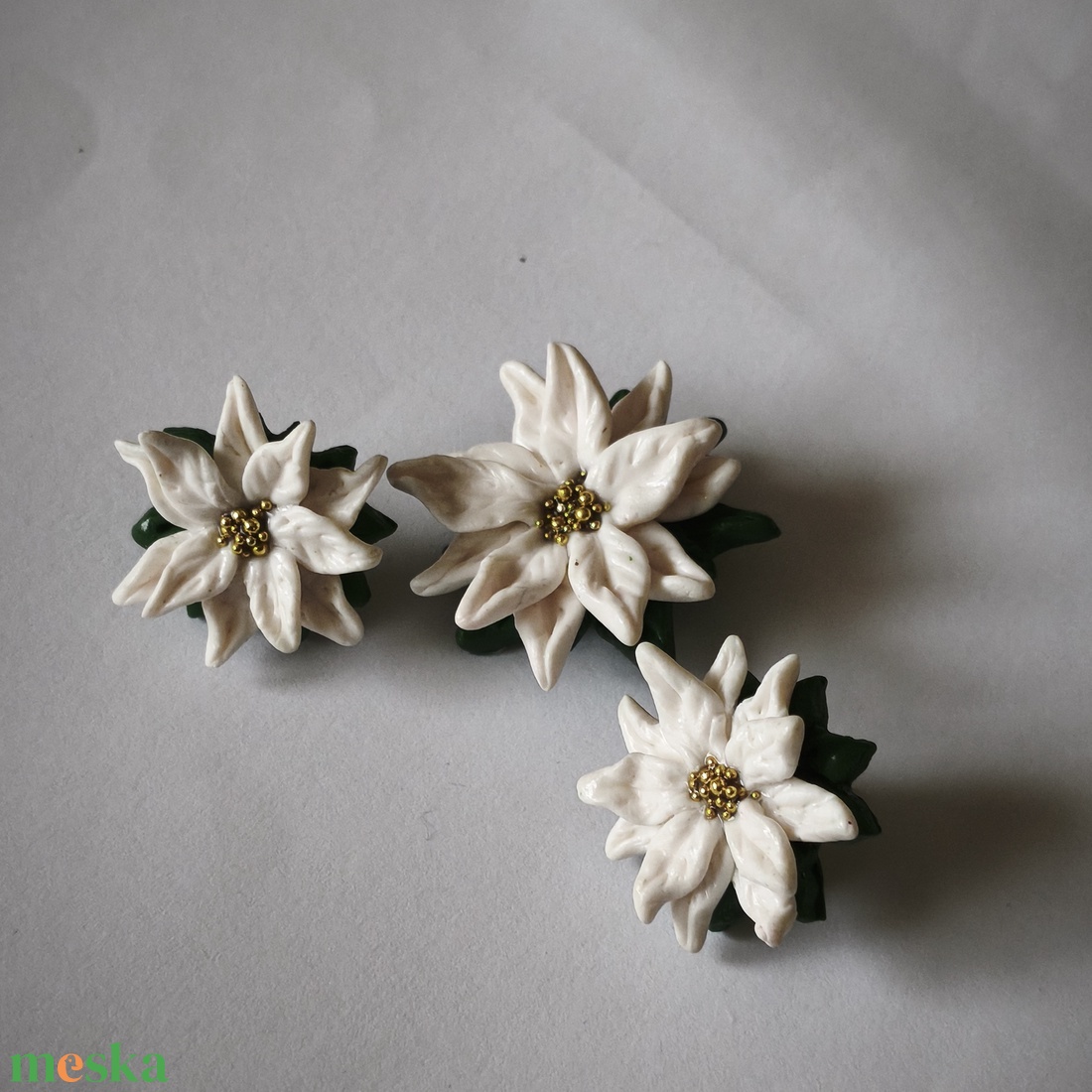 Mikulásvirág fülbevaló és medál  - ékszer - ékszerszett - Meska.hu