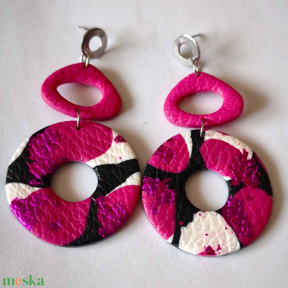 Pink Vibrálás fülbevaló - ékszer - fülbevaló - lógó fülbevaló - Meska.hu