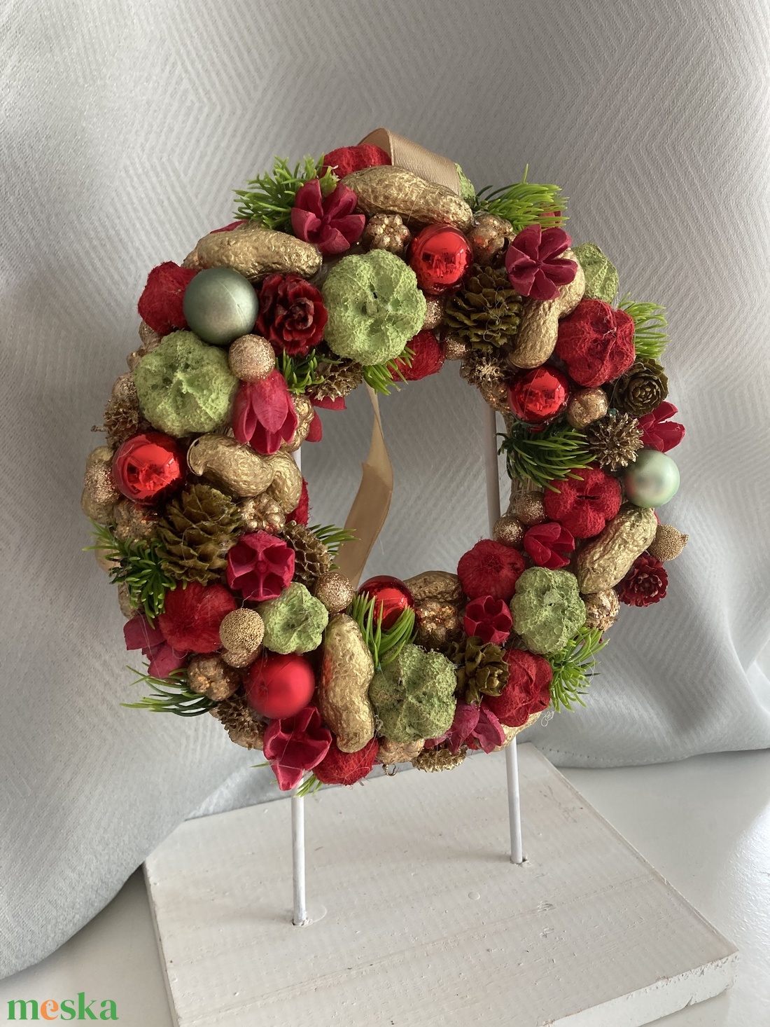 Amerikai stílusú tömött adventi koszorú / karácsonyi kopogtató - karácsony - adventi díszek - adventi ajtódísz - Meska.hu