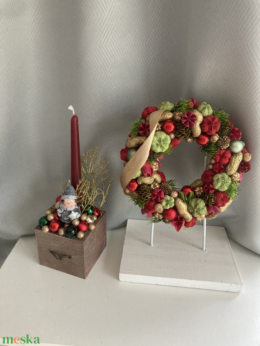 Amerikai stílusú tömött adventi koszorú / karácsonyi kopogtató - karácsony - adventi díszek - adventi ajtódísz - Meska.hu