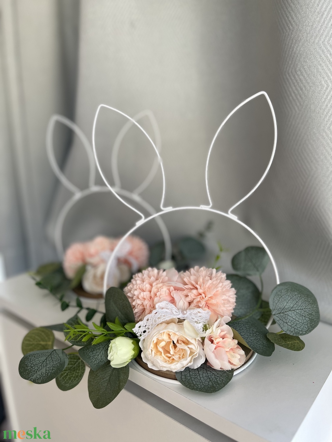 Nyuszis asztaldísz, dekoráció, eukaliptuszos - otthon & életmód - dekoráció - asztal és polc dekoráció - asztaldísz - Meska.hu