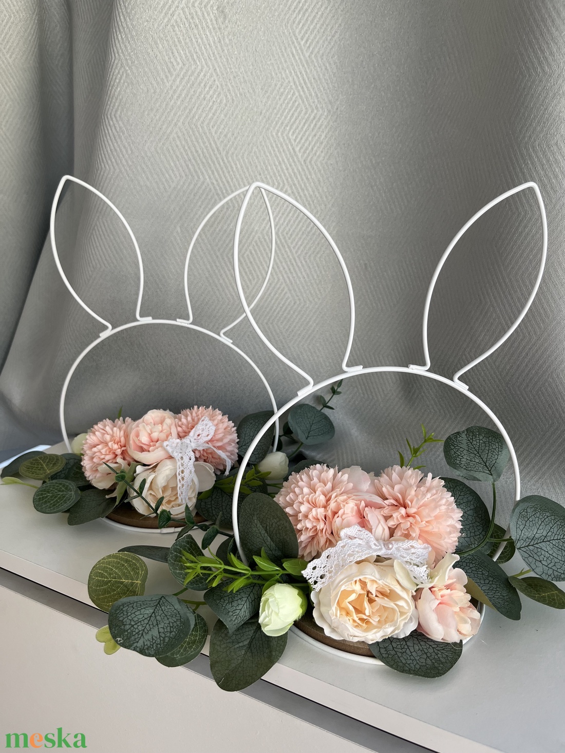 Nyuszis asztaldísz, dekoráció, eukaliptuszos - otthon & életmód - dekoráció - asztal és polc dekoráció - asztaldísz - Meska.hu