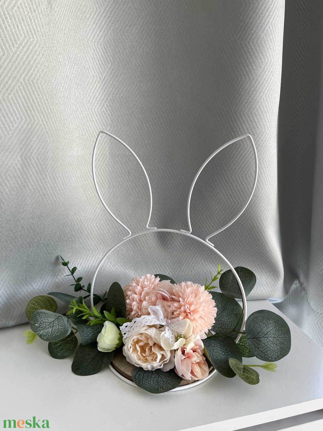 Nyuszis asztaldísz, dekoráció, eukaliptuszos - otthon & életmód - dekoráció - asztal és polc dekoráció - asztaldísz - Meska.hu