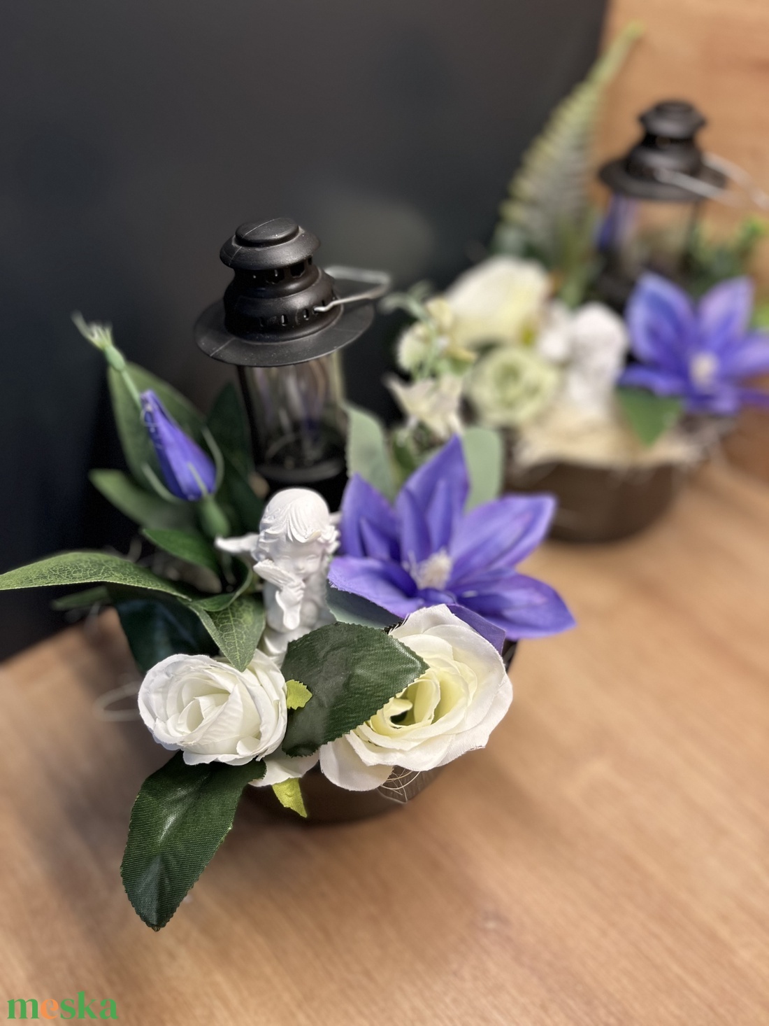 Ledes, virágos sírdísz, kegyeleti dísz műanyag kaspóban - otthon & életmód - vallás - temetkezési tárgy - sírdísz, kegyeleti dísz - Meska.hu