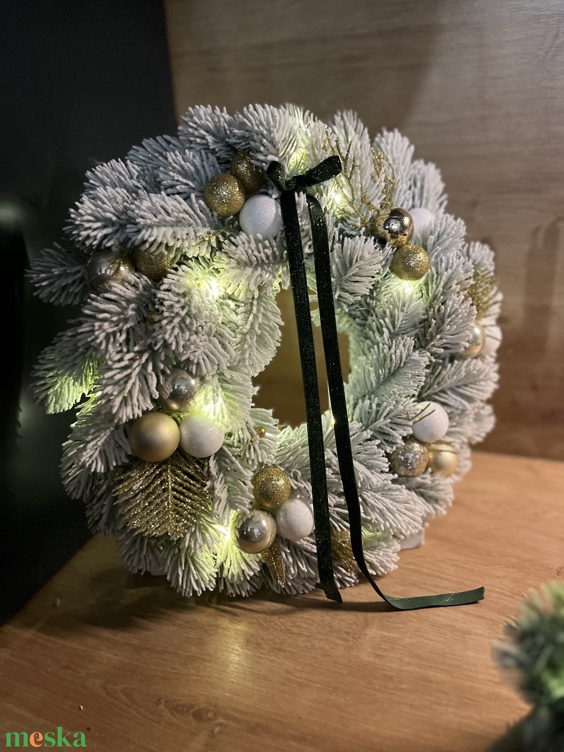 Havas, LED-es téli, adventi kopogtató - karácsony - karácsonyi lakásdekoráció - karácsonyi ajtódíszek - Meska.hu