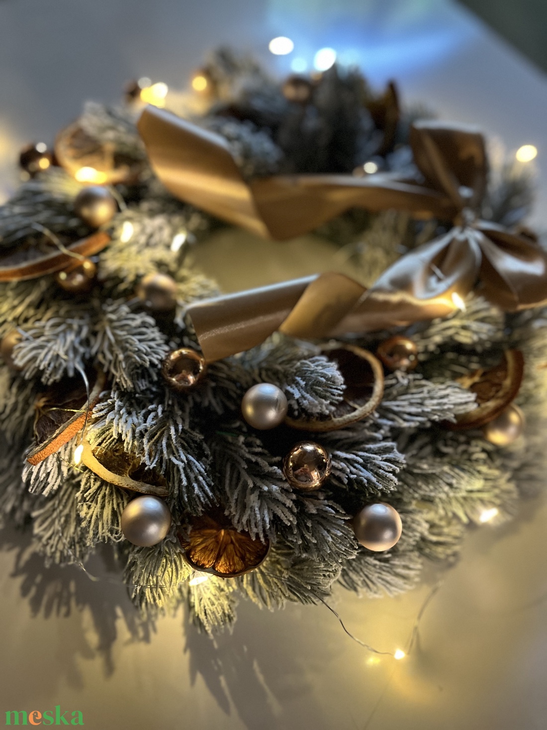 Havas, LED-es téli, adventi kopogtató - karácsony - karácsonyi lakásdekoráció - karácsonyi ajtódíszek - Meska.hu