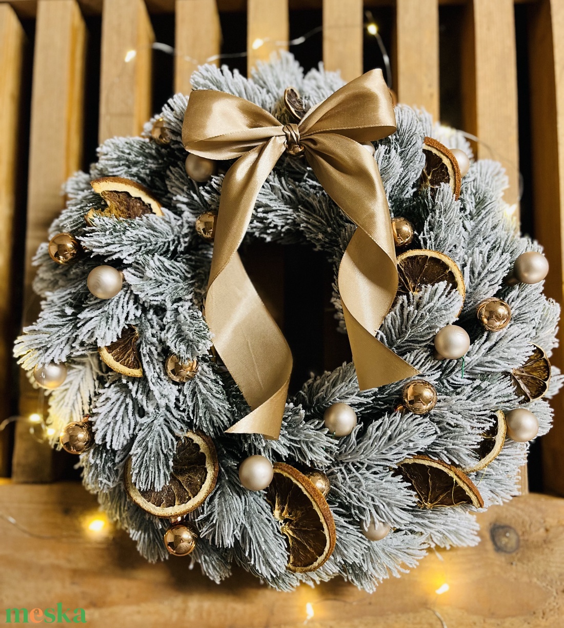 Havas, LED-es téli, adventi kopogtató - karácsony - karácsonyi lakásdekoráció - karácsonyi ajtódíszek - Meska.hu