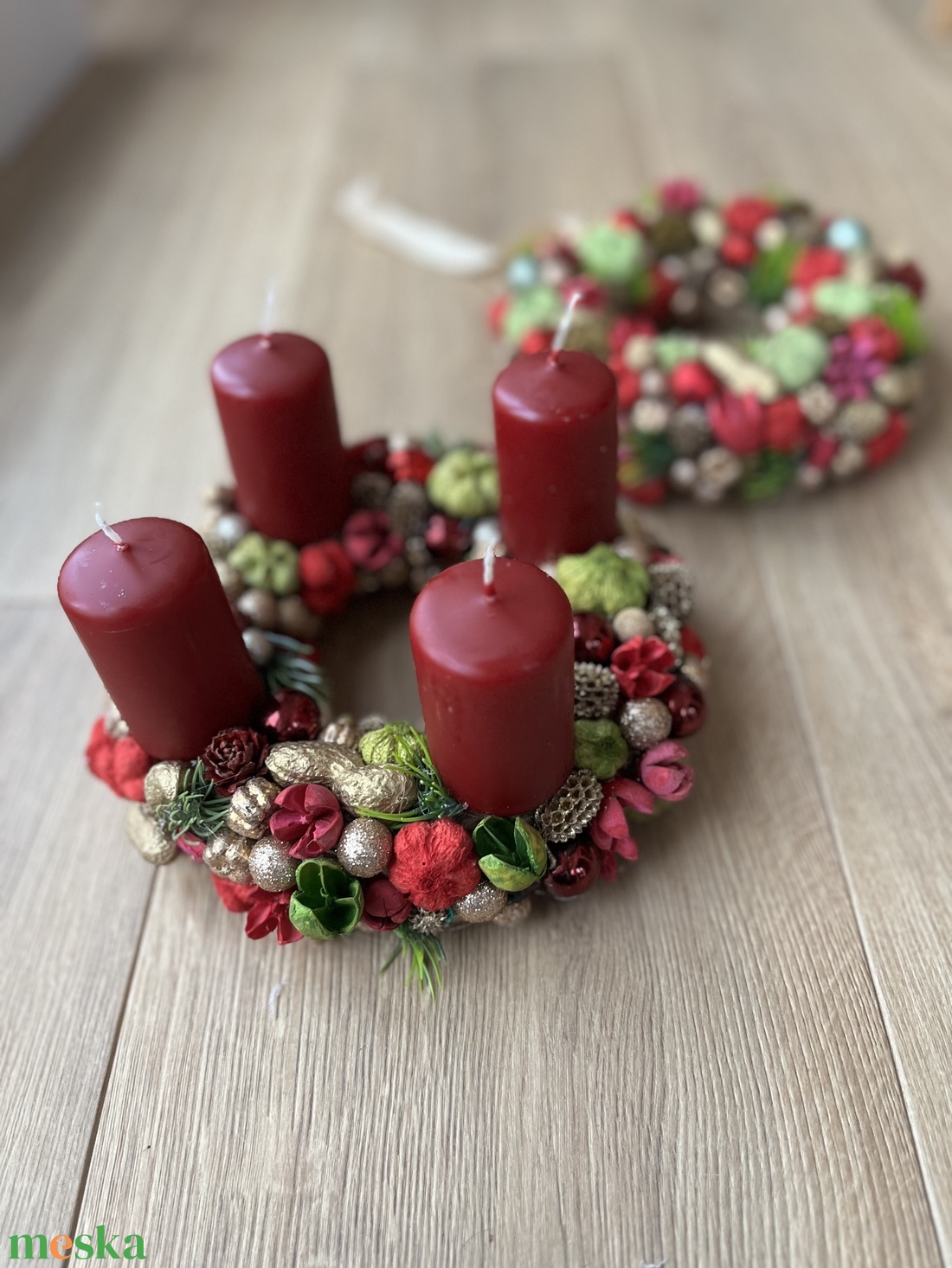 Karácsonyi tömött ajtódísz / adventi koszorú - amerikai stílusú, rendelésre - karácsony - karácsonyi lakásdekoráció - karácsonyi ajtódíszek - Meska.hu