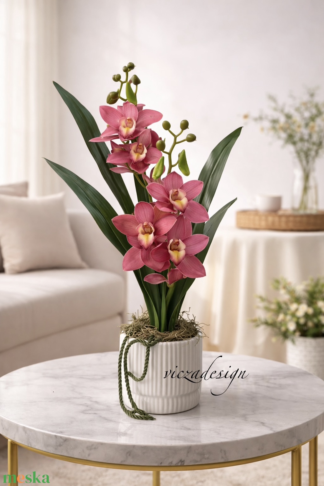 Cymbidium - csónak orchidea / Örök orchidea kerámia kaspóban többféle - otthon & életmód - virágdekoráció - virágdíszek - virágdísz kaspóban - Meska.hu