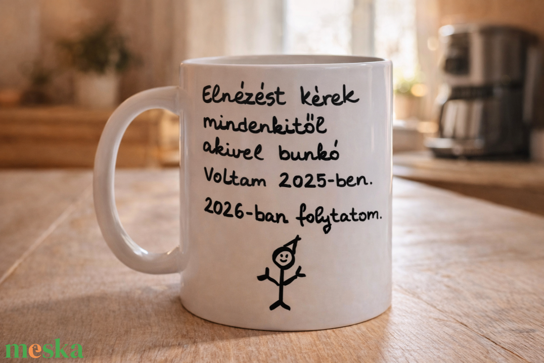 2026 újévi bögre - Vidámka stílusban  - otthon & életmód - konyhafelszerelés, tálalás - tálalás - bögre & csésze - Meska.hu