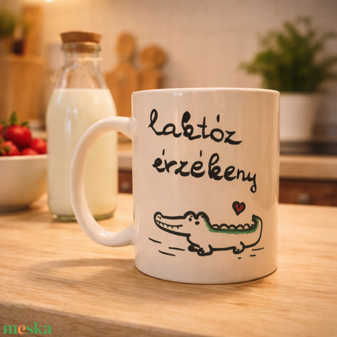 Vicces laktózérzékeny bögre � krokodilos rajzzal - otthon & életmód - konyhafelszerelés, tálalás - tálalás - bögre & csésze - Meska.hu