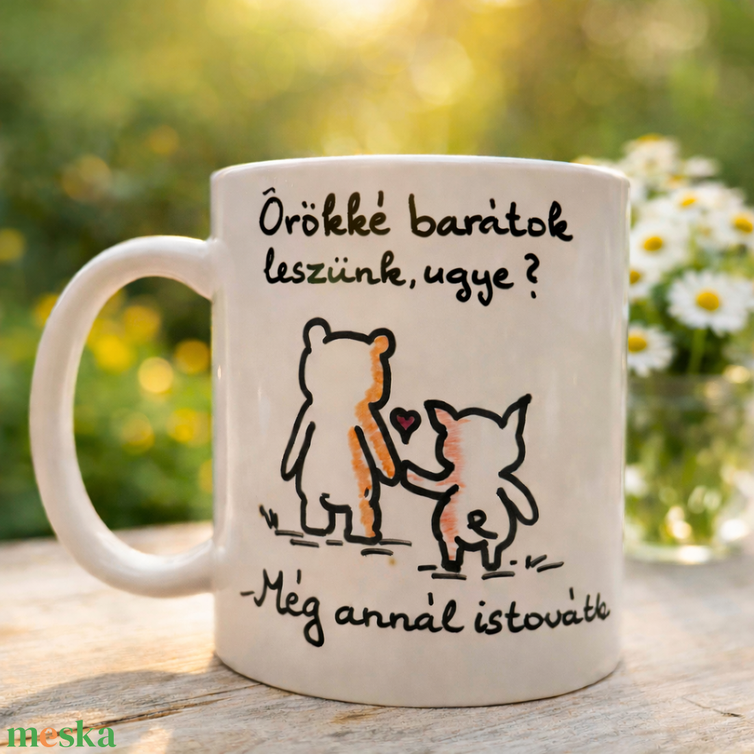 Örökké barátok kézzel festett barátságos bögre - otthon & életmód - konyhafelszerelés, tálalás - tálalás - bögre & csésze - Meska.hu