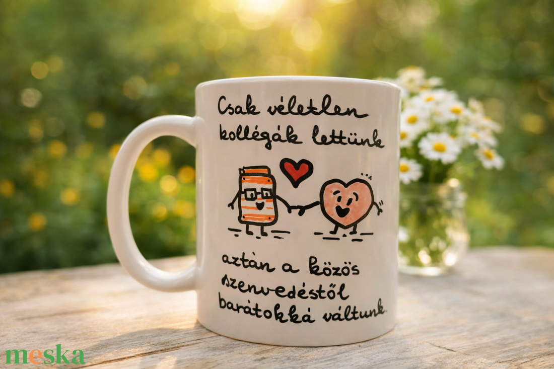 Kollégákból barátok  kézzel festett bögre - otthon & életmód - konyhafelszerelés, tálalás - tálalás - bögre & csésze - Meska.hu