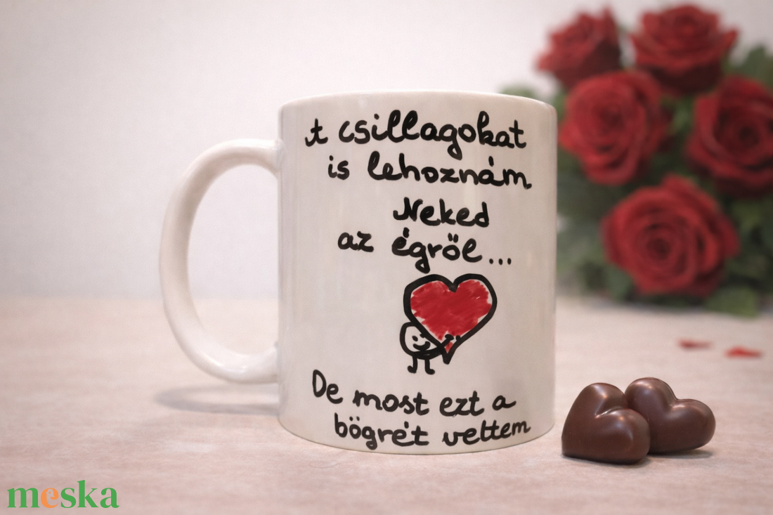 A csillagokat is lehoznám neked Valentin napi bögre - otthon & életmód - konyhafelszerelés, tálalás - tálalás - bögre & csésze - Meska.hu