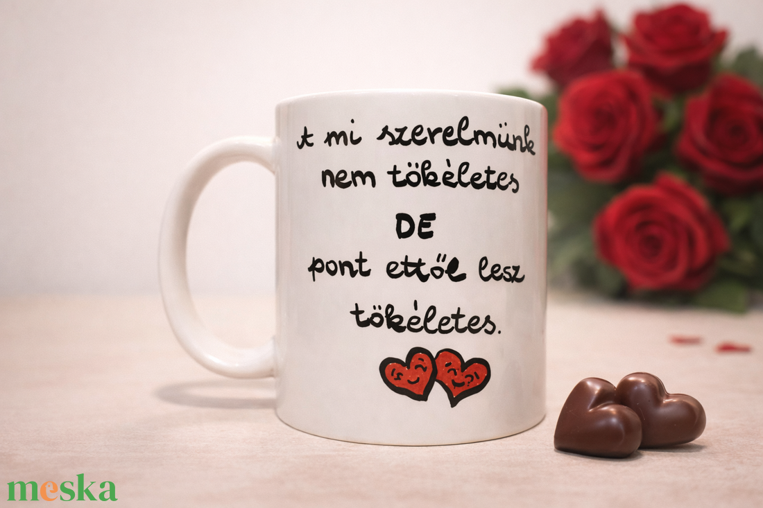 A mi szerelmünk nem tökéletes Valentin napi bögre - otthon & életmód - konyhafelszerelés, tálalás - tálalás - bögre & csésze - Meska.hu