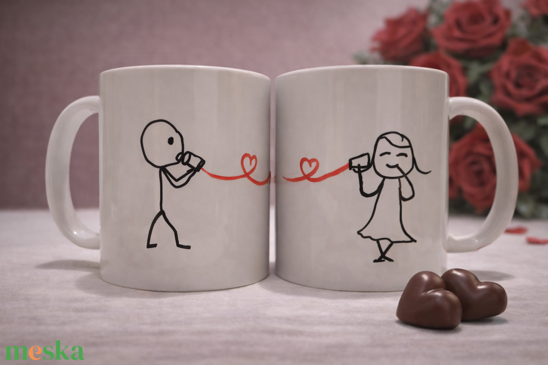 Páros bögre � Szeretlek Valentin-napi bögrepár - otthon & életmód - konyhafelszerelés, tálalás - tálalás - bögre & csésze - Meska.hu