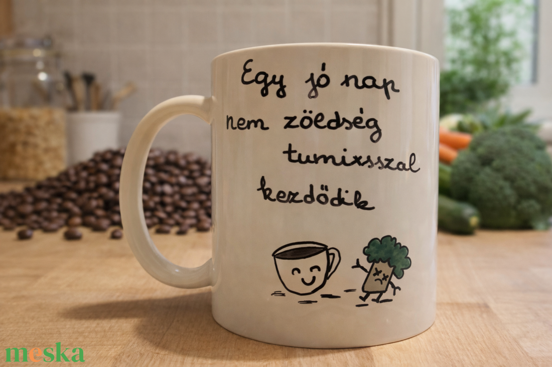 Egy jó nap nem zöldség turmixszal kezdődik - kézzel festett vicces bögre  - otthon & életmód - konyhafelszerelés, tálalás - tálalás - bögre & csésze - Meska.hu