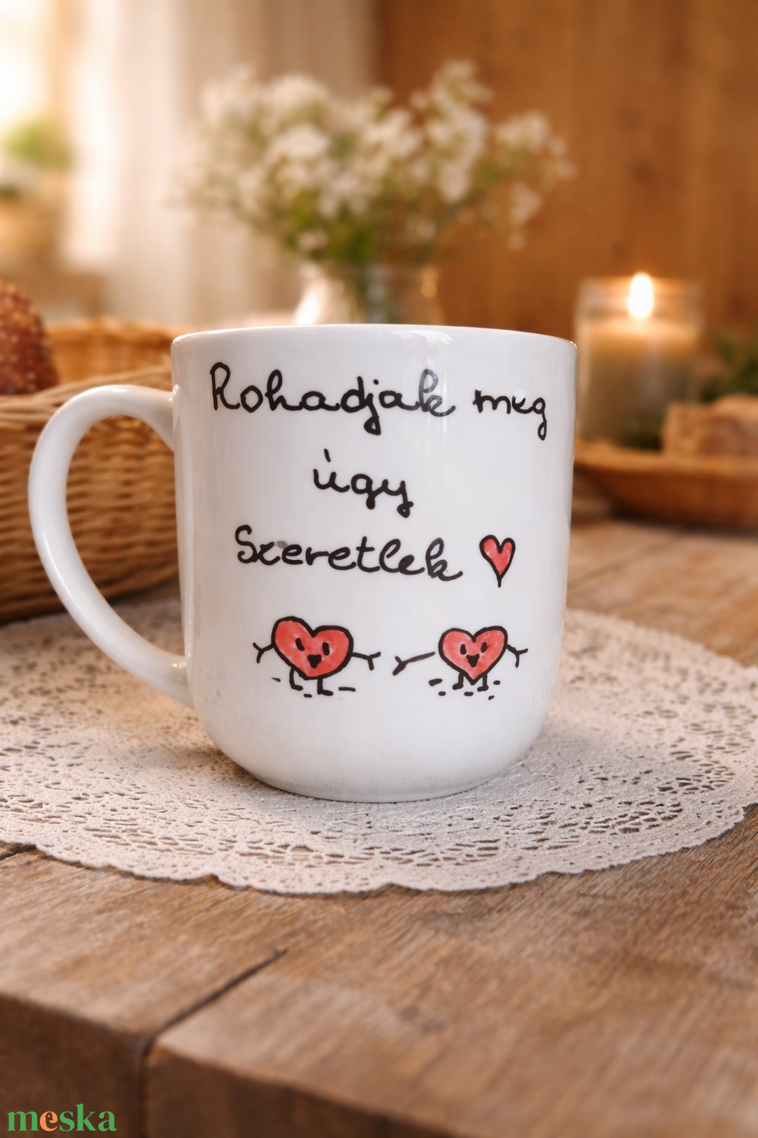 Valentin napi bögre -kézzel festett  - otthon & életmód - konyhafelszerelés, tálalás - tálalás - bögre & csésze - Meska.hu