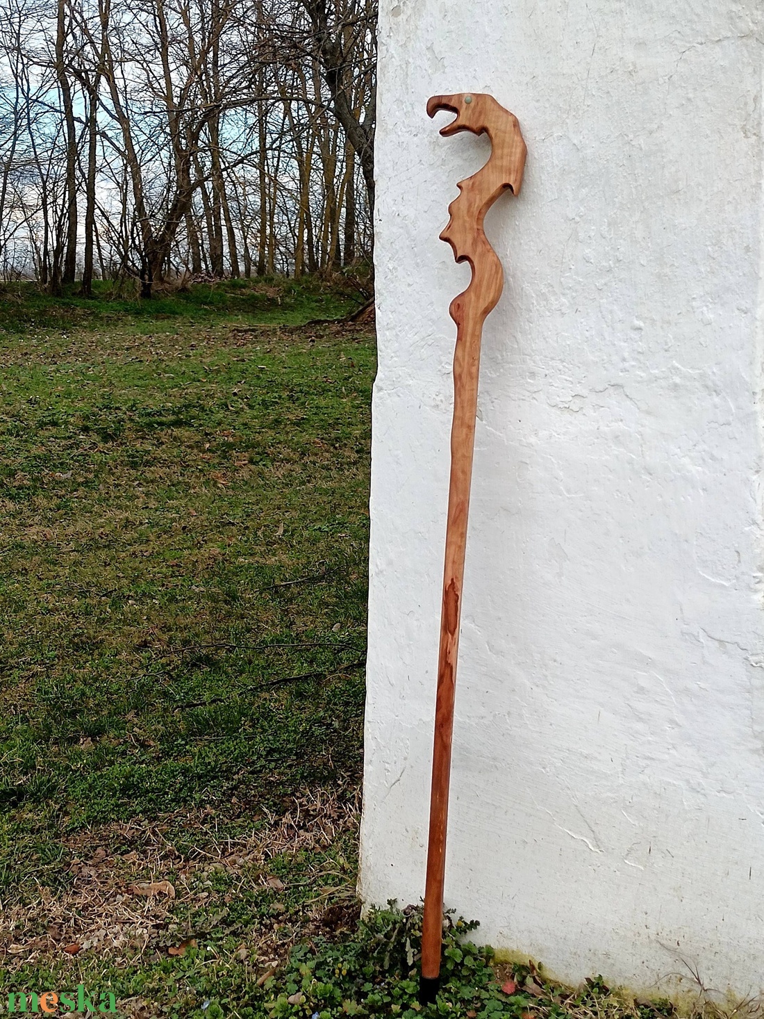 Egyedi sétabot, túrabot körtefából - Sárkány natúr - játék & sport - sport és kikapcsolódás - más játékok, sportok - Meska.hu