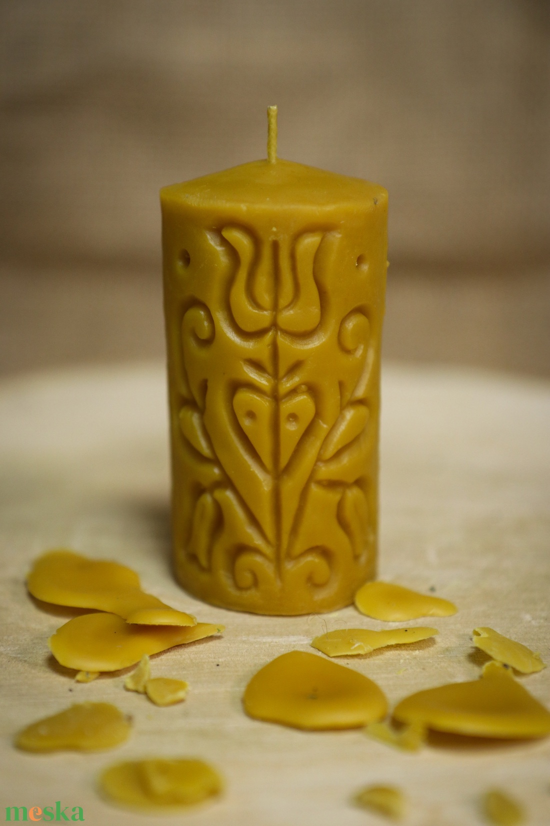 Méhviasz gyertya matyó mintás - otthon & életmód - gyertya, illat, aroma - gyertya - Meska.hu