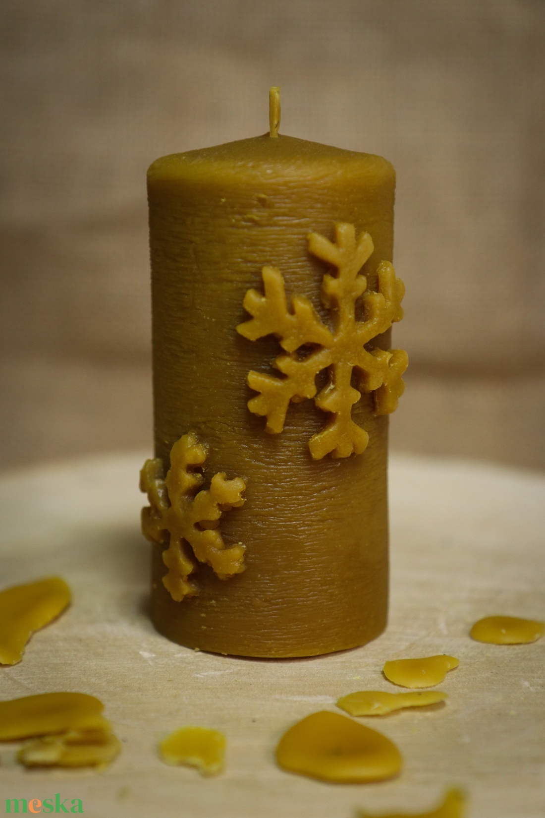 Méhviasz gyertya hópelyhes - otthon & életmód - gyertya, illat, aroma - gyertya - Meska.hu