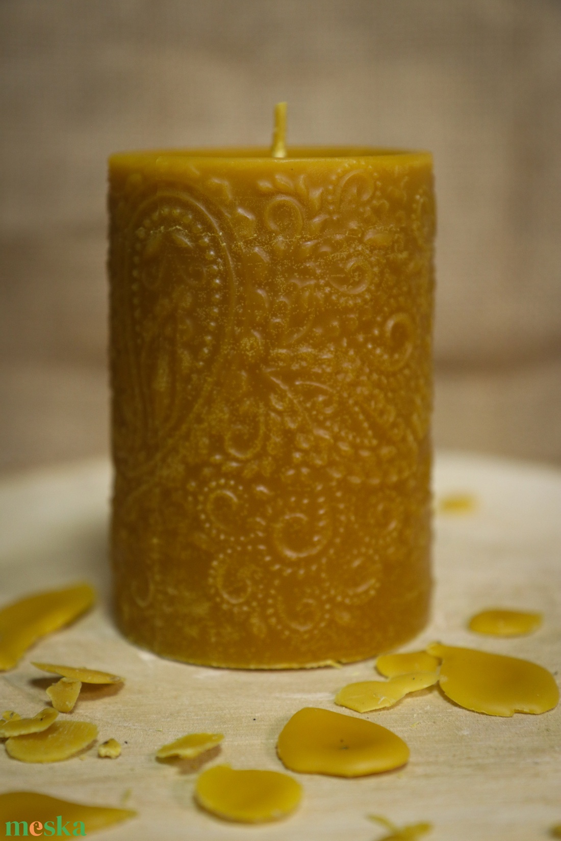 Méhviasz gyertya paisley mintás - otthon & életmód - gyertya, illat, aroma - gyertya - Meska.hu