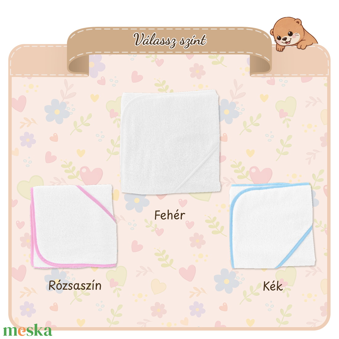 Neves hímzett baba frottír kapucnis törölköző � személyre szabható baba kifogó, egyedi neves ajándék - baba - mama - pelenkázó, babafürdető kellékek - baba törölköző - Meska.hu