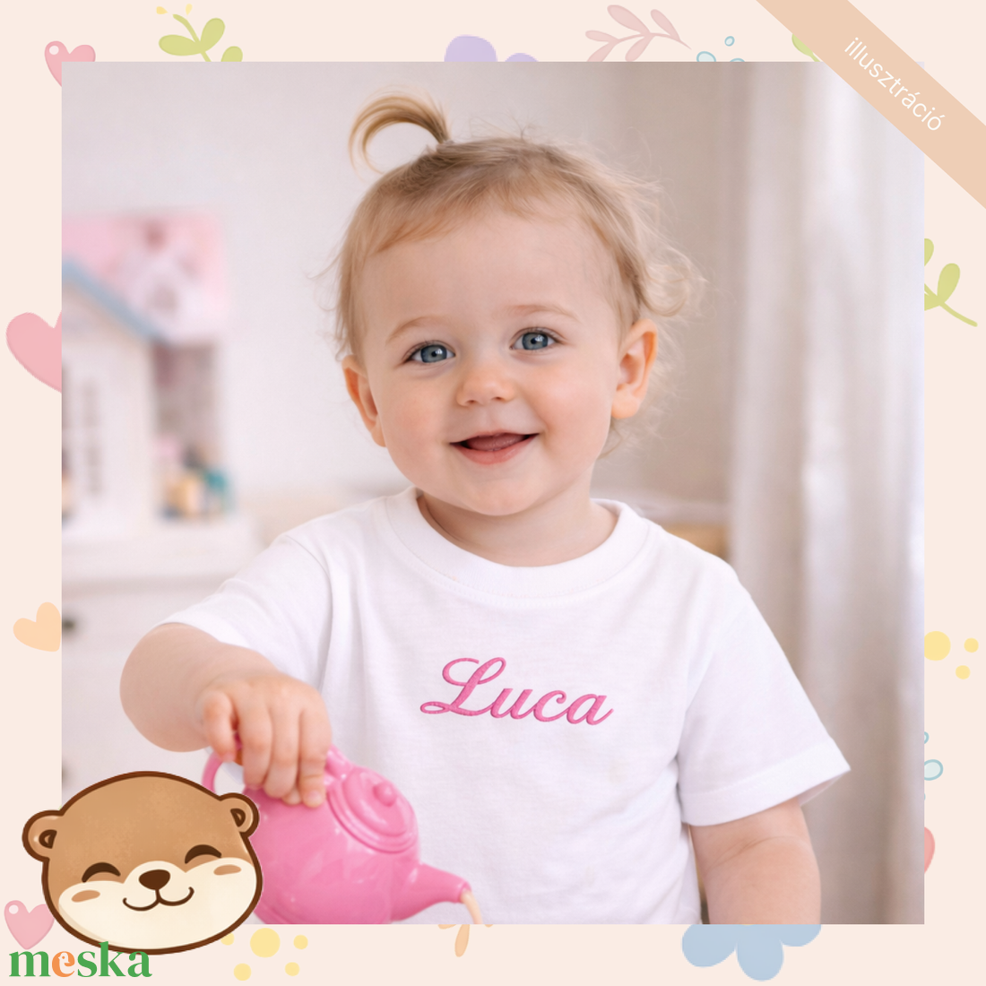 Névre szóló hímzett kisgyermek póló � személyre szabható, puha pamut póló fiúknak és lányoknak, egyedi ajándék - baba - mama - babaruházat - baba póló, blúz - Meska.hu