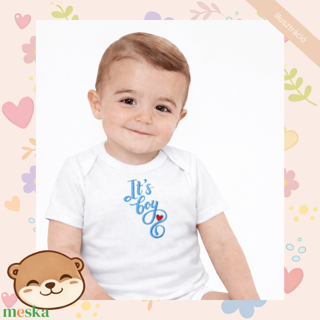 Kisfiús feliratos hímzett baba body � személyre szabható, puha pamut body fiúknak, egyedi ajándék - baba - mama - babaruházat - baba body - Meska.hu