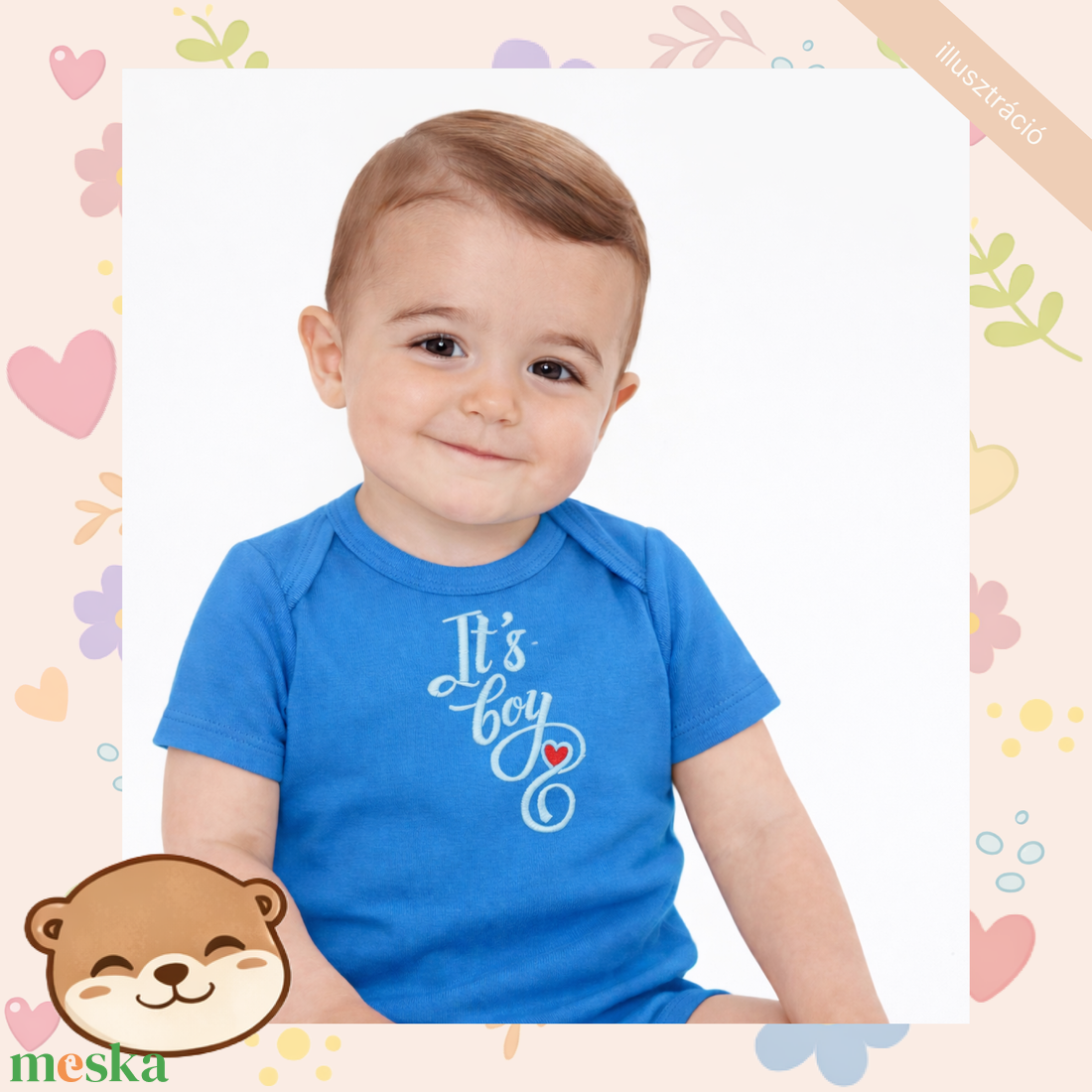 Kisfiús feliratos hímzett baba body � személyre szabható, puha pamut body fiúknak, egyedi ajándék - baba - mama - babaruházat - baba body - Meska.hu