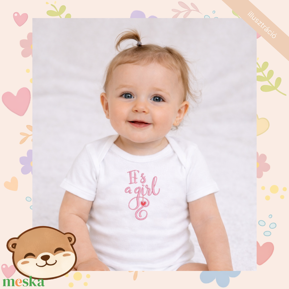 Kislányos feliratos hímzett baba body � személyre szabható, puha pamut body lányoknak, egyedi ajándék - baba - mama - babaruházat - baba body - Meska.hu