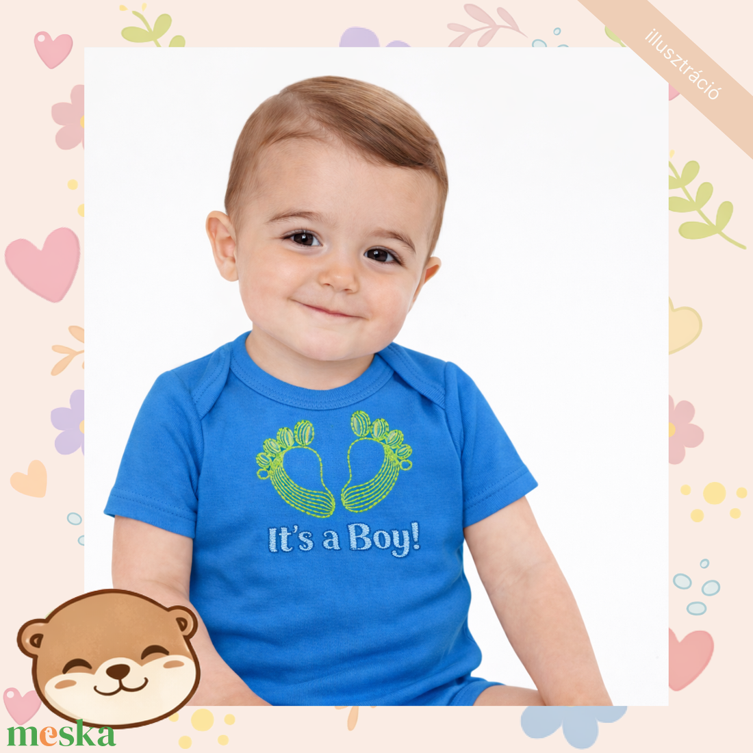 Kisfiús tappancs mintás hímzett baba body � személyre szabható, puha pamut body fiúknak, egyedi ajándék - baba - mama - babaruházat - baba body - Meska.hu