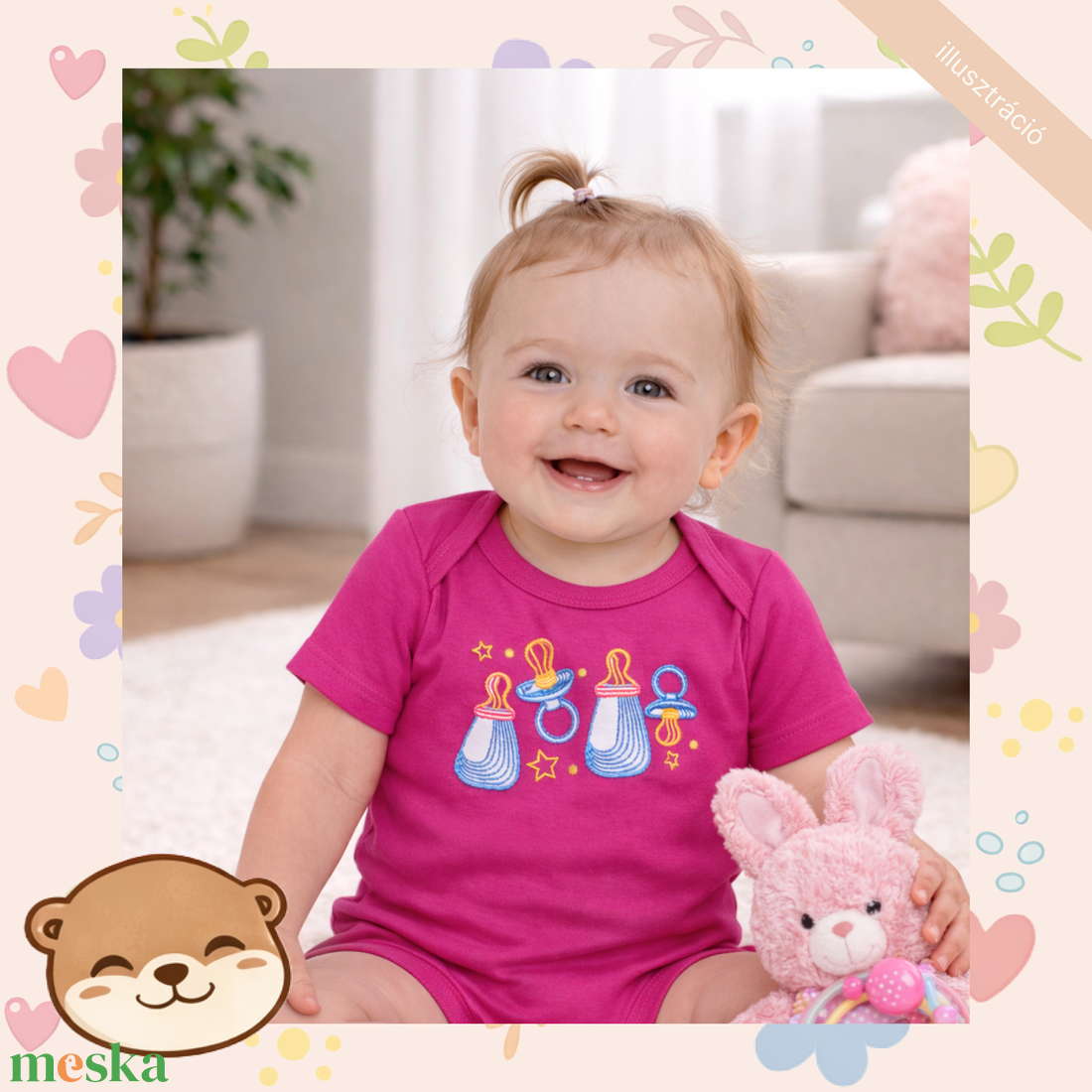 Cumisüveg mintás hímzett baba body � személyre szabható, puha pamut body fiúknak és lányoknak, egyedi ajándék - baba - mama - babaruházat - baba body - Meska.hu